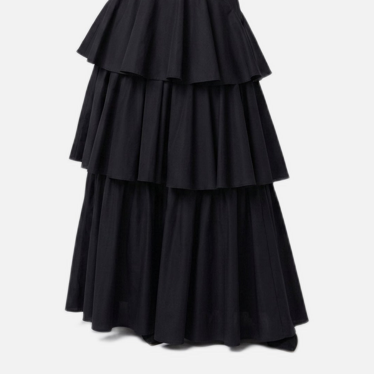 Women's Maxi Skirt – Pleated Tiered, Lined Design, Elastic Panels