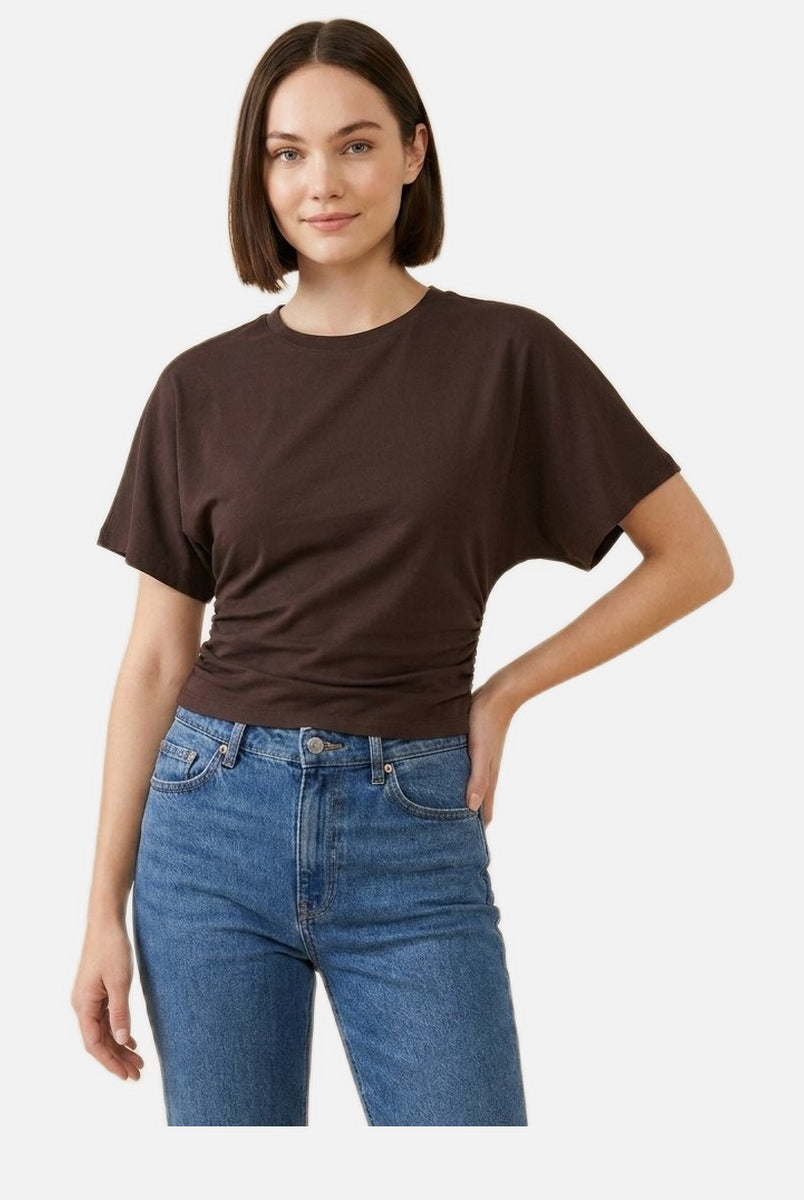 Women's Drape Tee – Cotton Blend, Contoured Waist