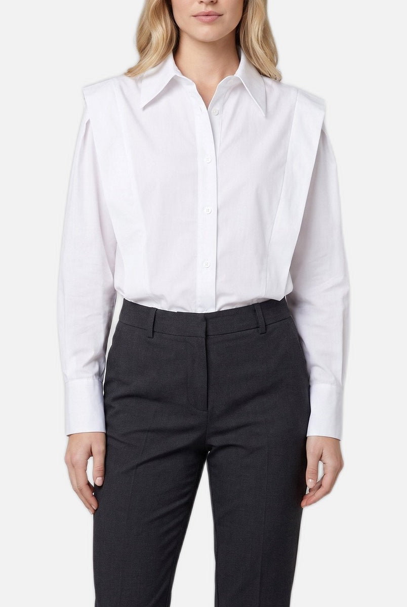 Women's White Blouse – Cotton, Puff Sleeve Top