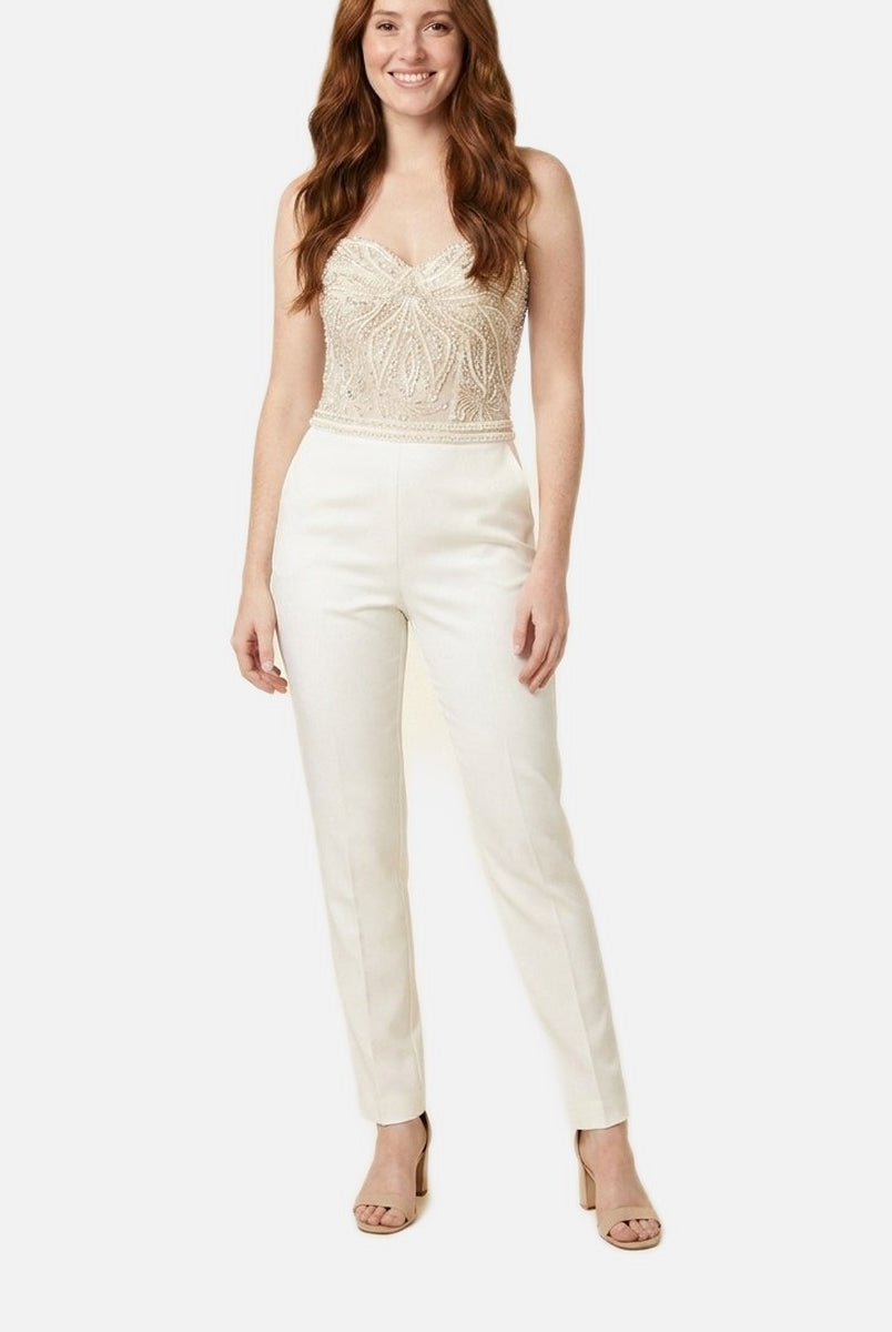 Women's Corset Jumpsuit – Structured Bodice, Straight Leg