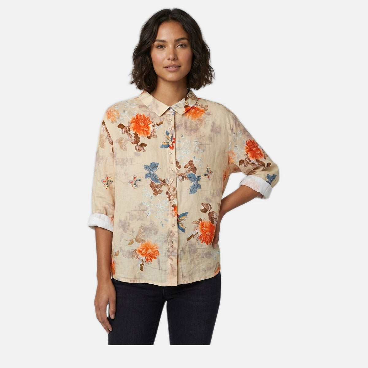 Women's Blouse – Cotton, Peter Pan Collar, Loose Fit
