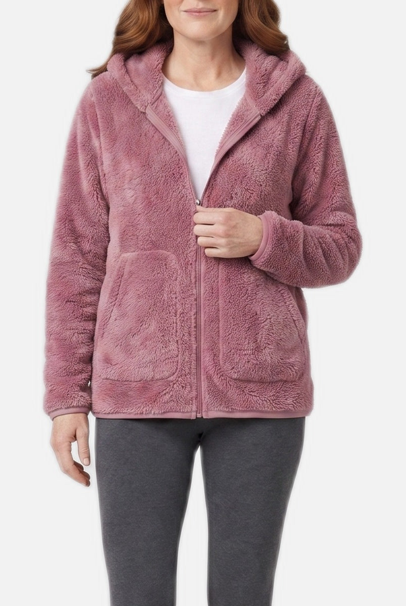 Women's Hooded Fleece Jacket – Plush Pile, Relaxed Fit