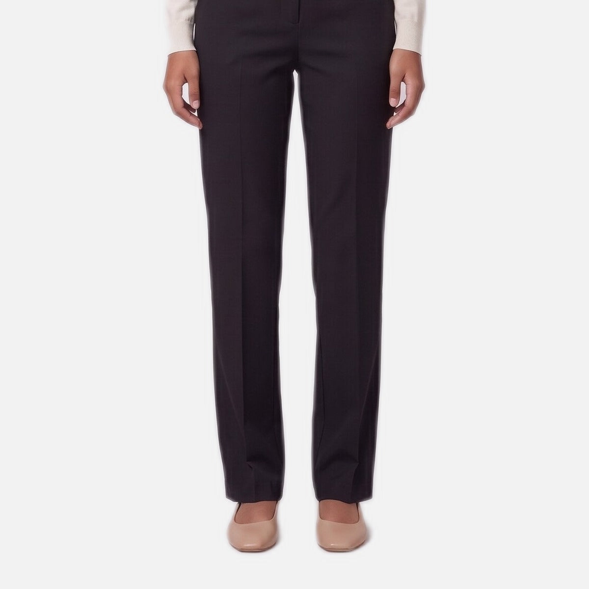 Women's Straight Leg Trousers – Black Twill, Belted