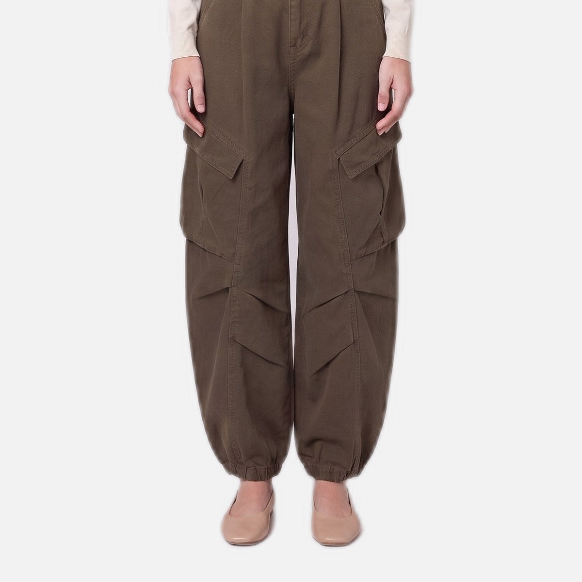 Women's Cargo Trousers – Baggy Fit, Cotton Twill