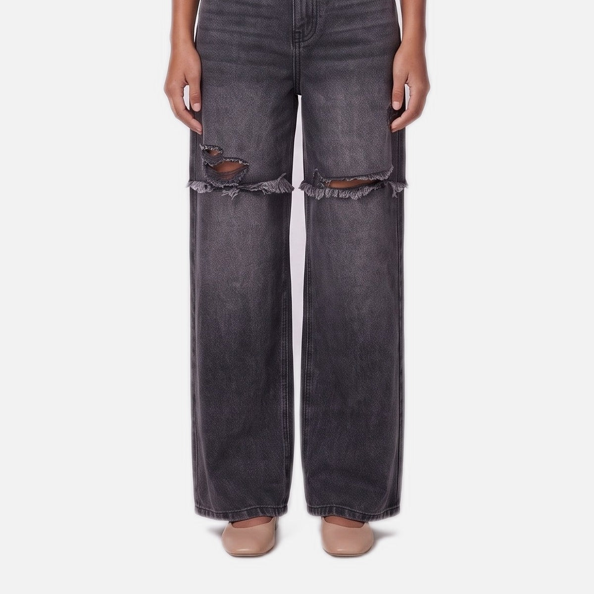 Women's Baggy Jeans – Distressed, Wide Leg, High Rise