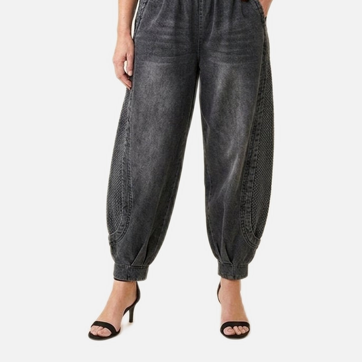 Women's Plus Size Jeans – Cotton Blend, Patchwork Design