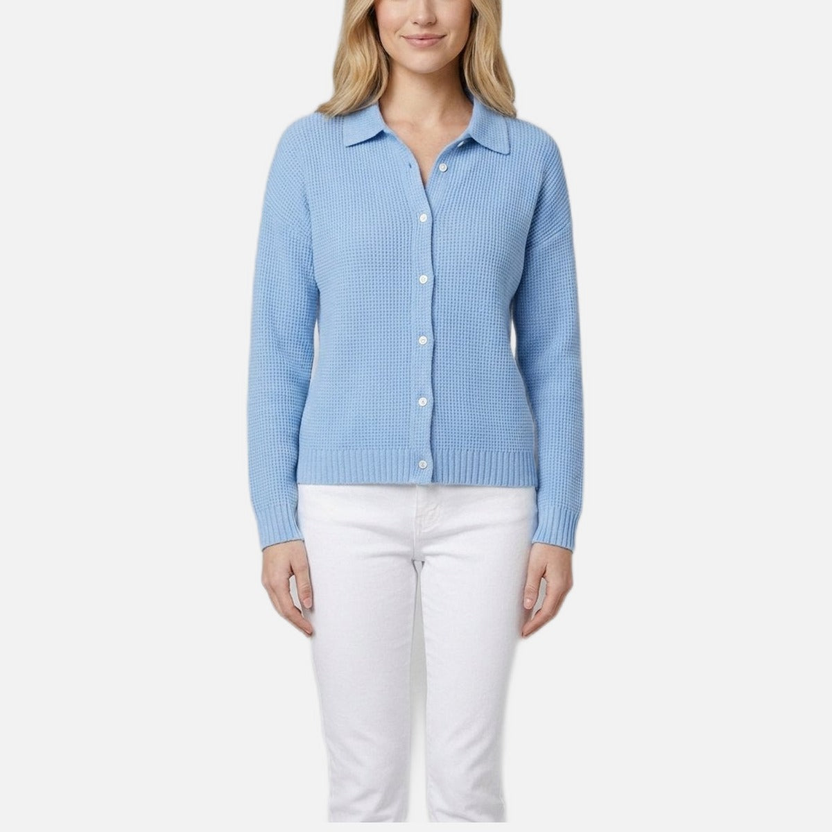 Women's Collared Cardigan – Fitted, Button Front