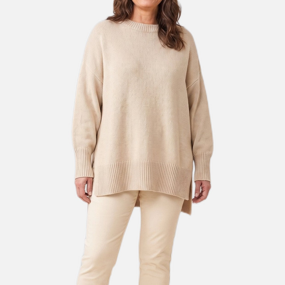 Women's Oversized Sweater – Wool Blend, Side Slits