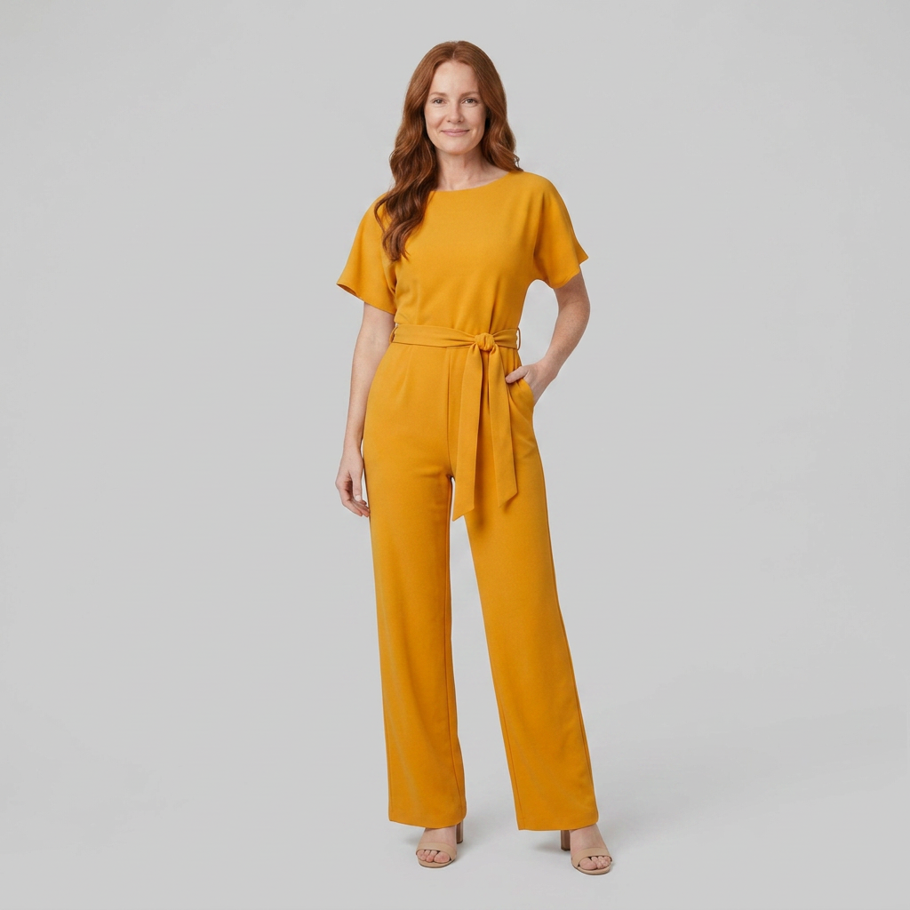 Bella Jumpsuit Women — Yellow front