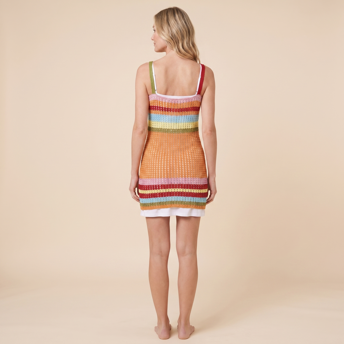 Blythe knitted colour block beach cover up — back