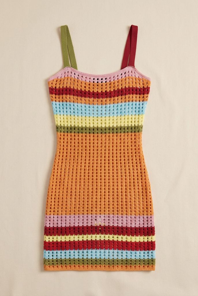 Blythe knitted colour block beach cover up — flat lay