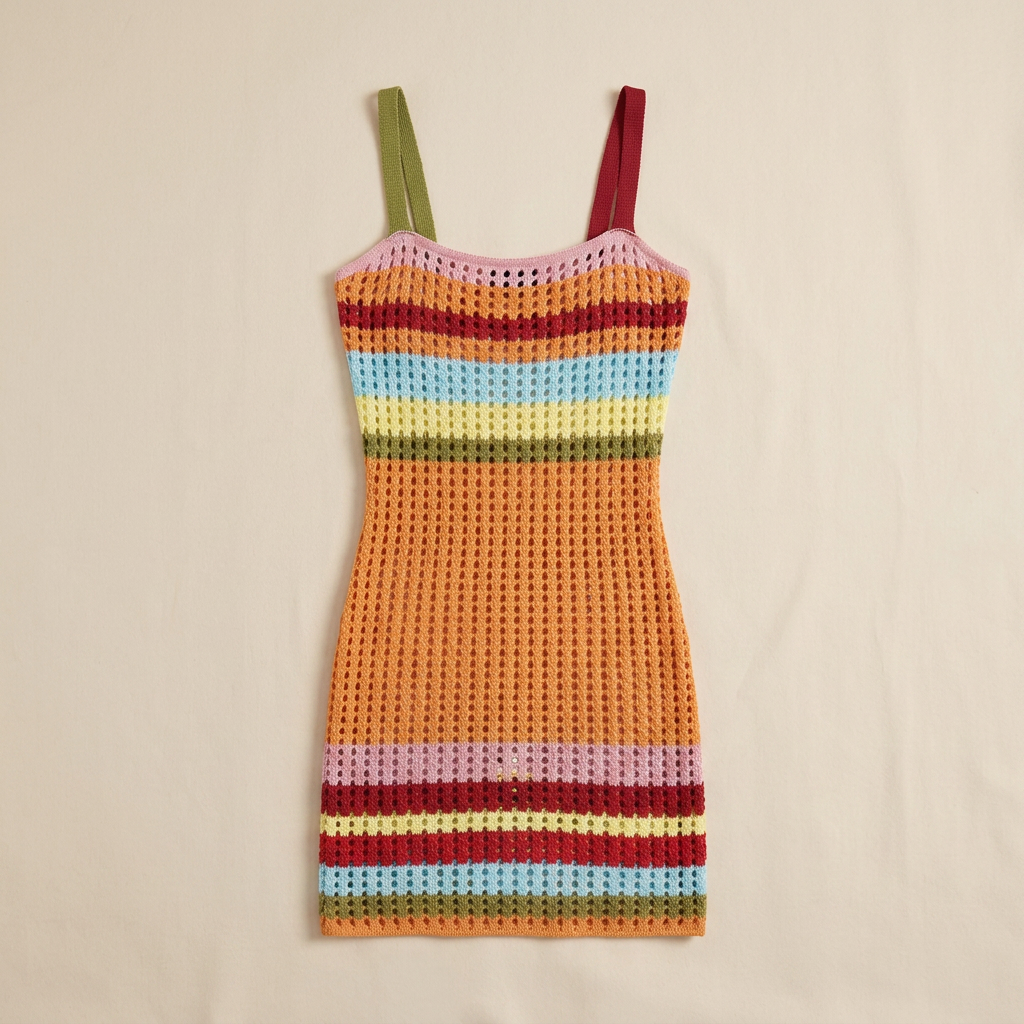 Blythe knitted colour block beach cover up — flat lay
