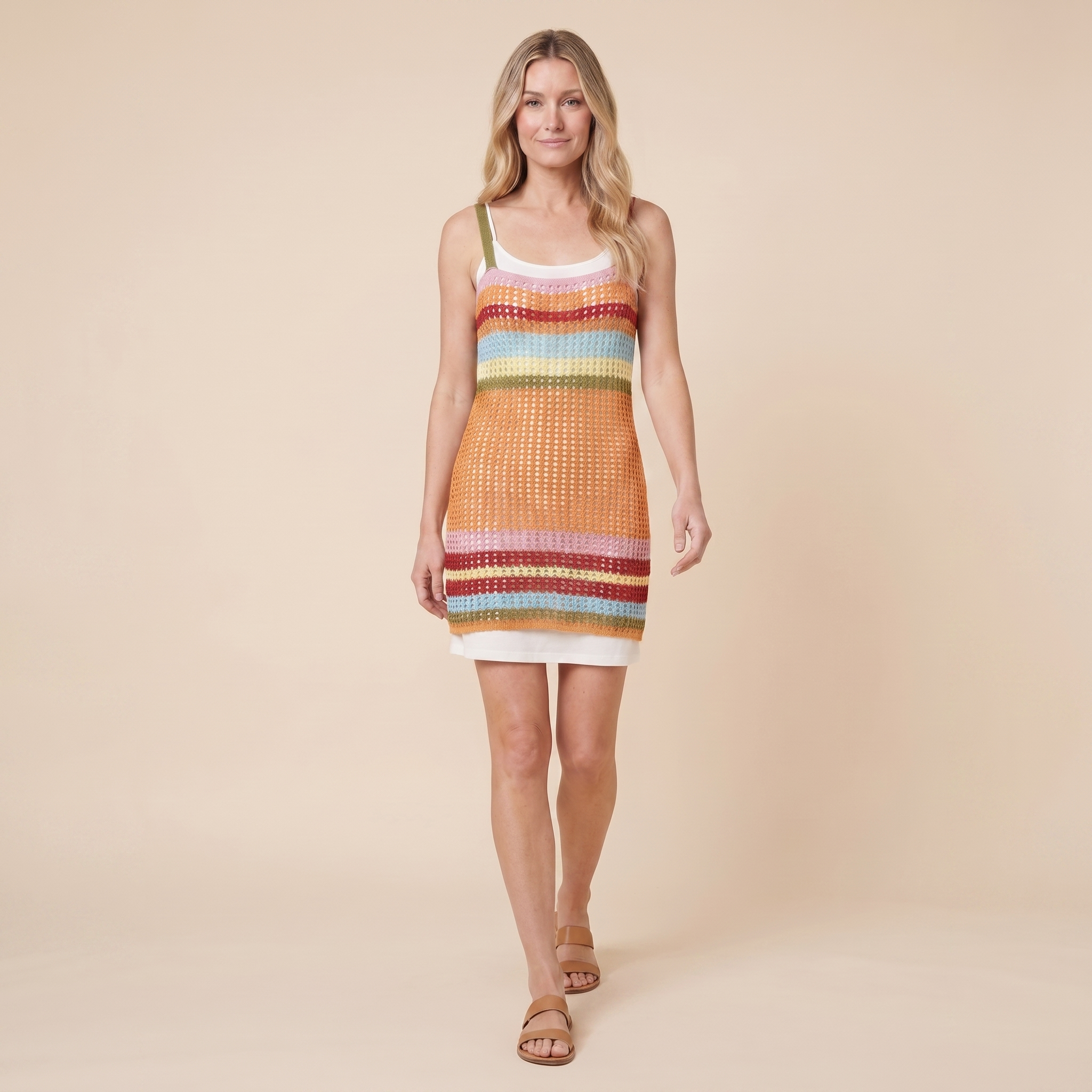 Blythe knitted colour block beach cover up — walk