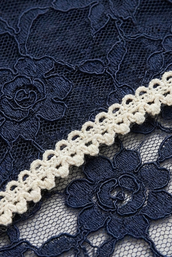 Bora Midi Dress navy floral lace fabric close-up — fabric