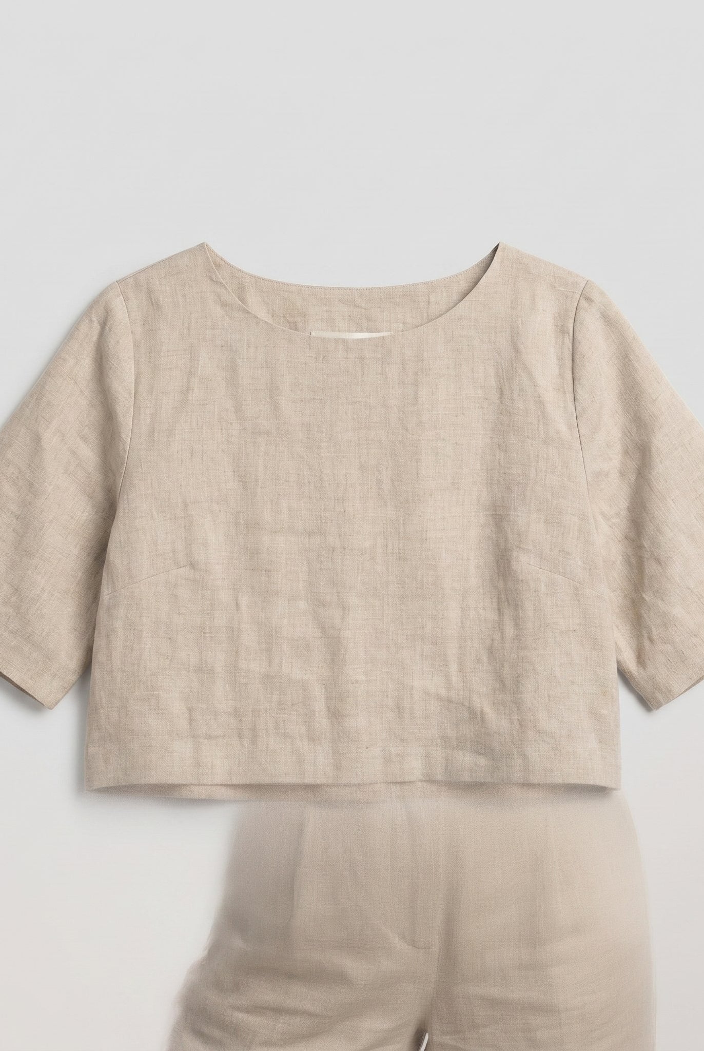Natural linen boxy crop top product detail - Breezy Boxy Crop Top