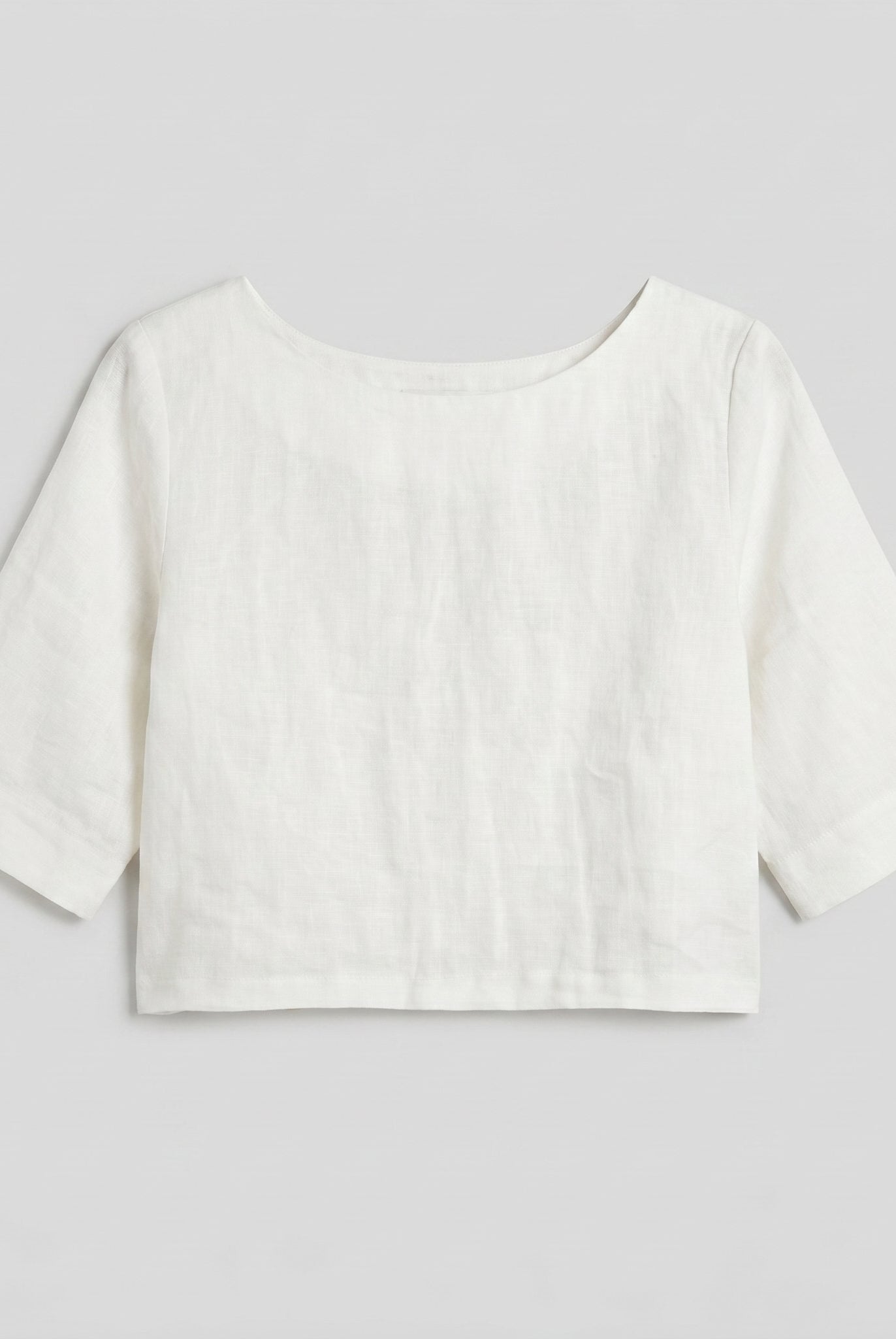 White linen boxy crop top product detail - Breezy Boxy Crop Top