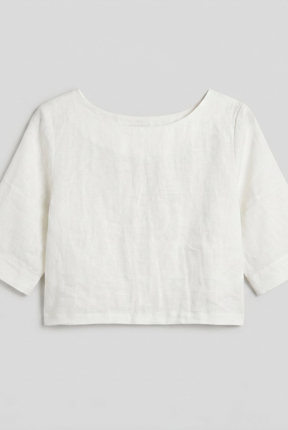 White linen boxy crop top product detail - Breezy Boxy Crop Top