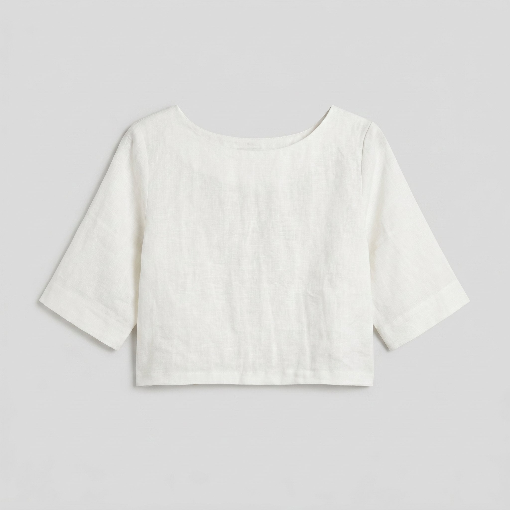White linen boxy crop top product detail - Breezy Boxy Crop Top