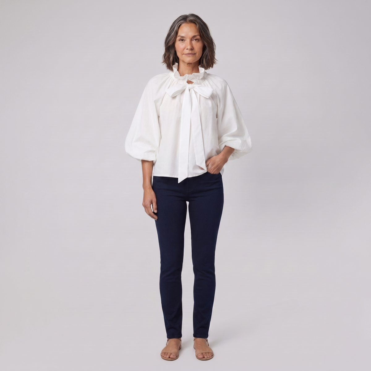 Brielle Womens Blouse — White front