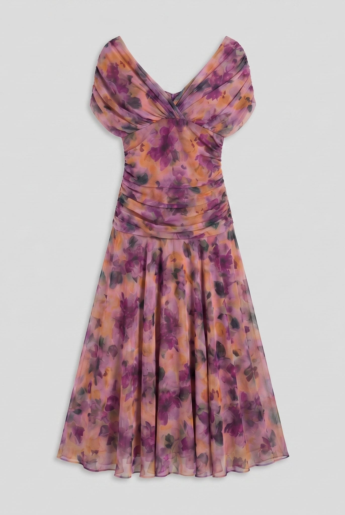 Caden midi dress flat lay detail on grey