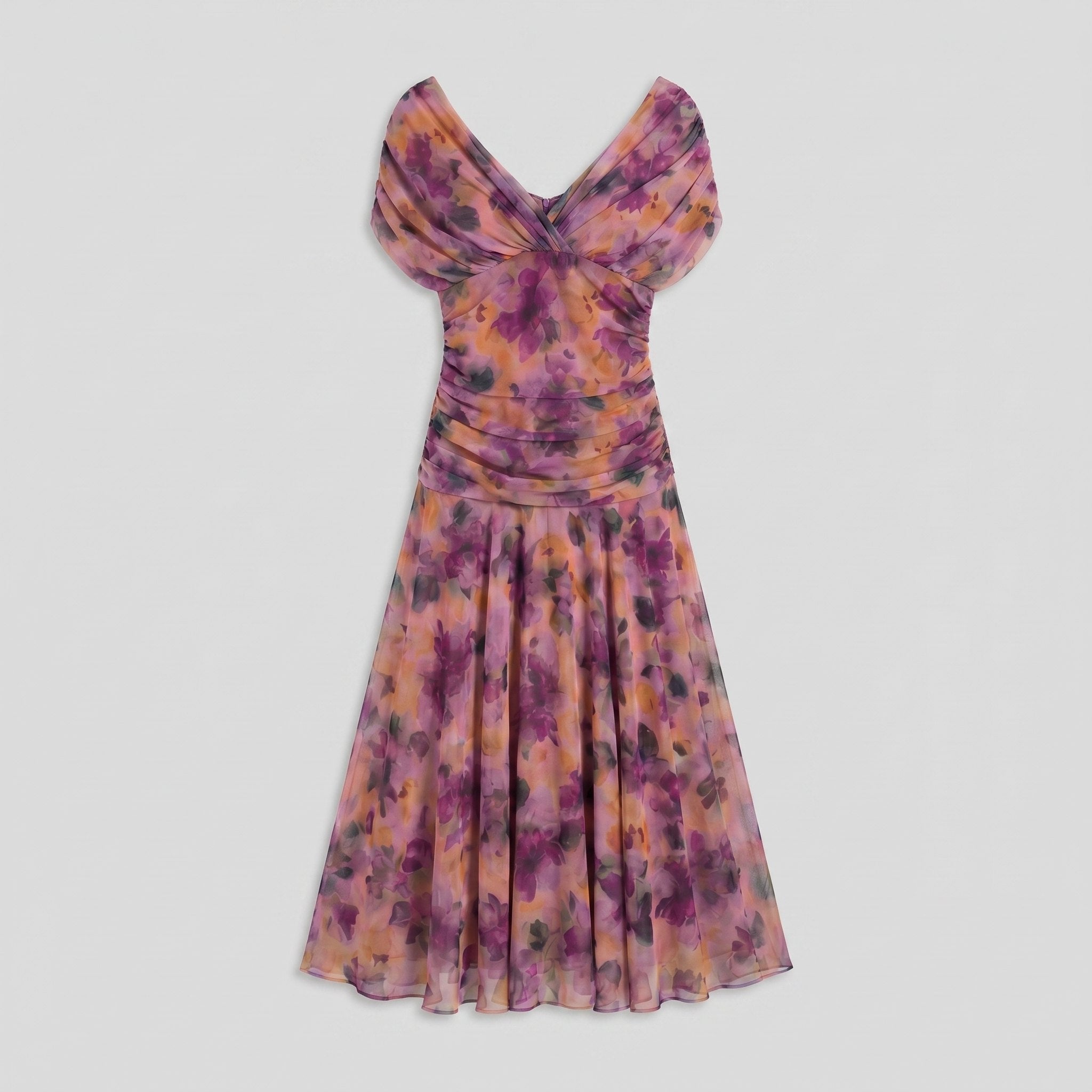 Caden midi dress flat lay detail on grey