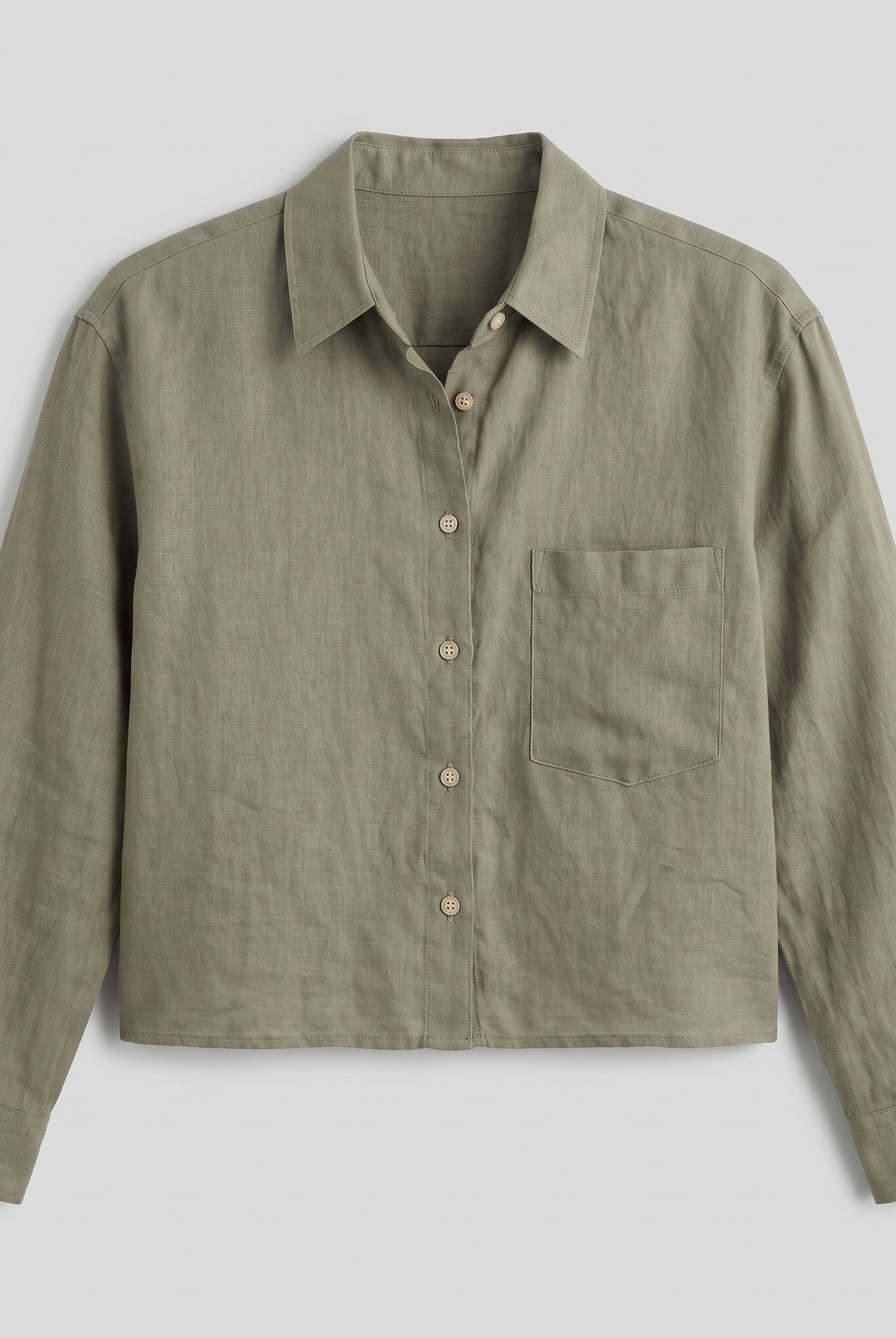 Forest green linen shirt product detail - Cleo Women's Shirt