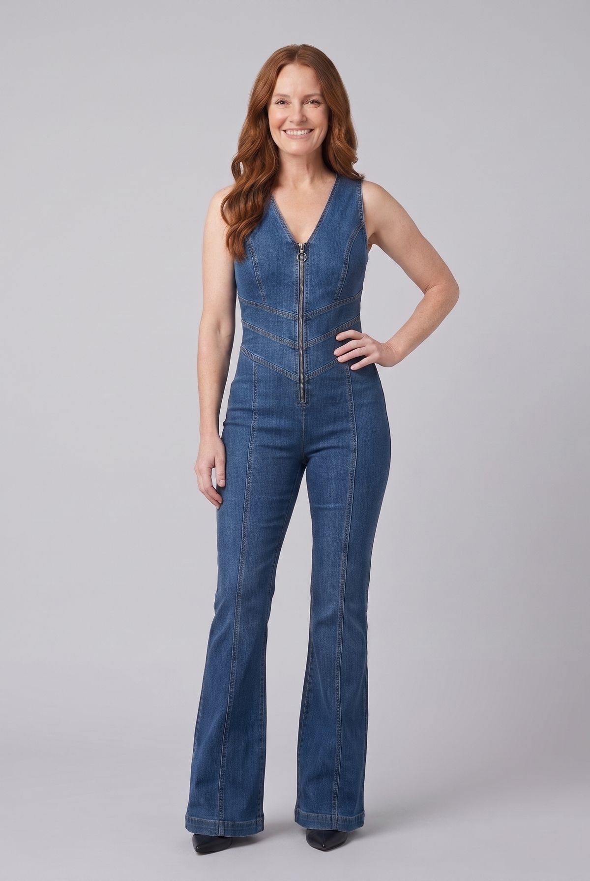 Dara Denim Jumpsuit — front