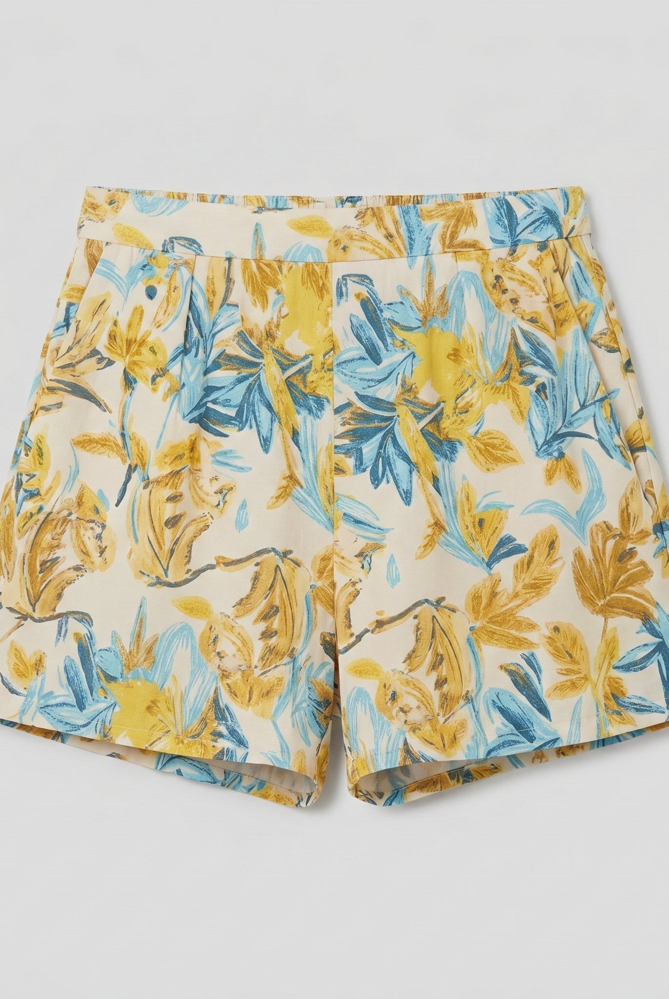 Pamela Boutique beige floral A-line pleated shorts, product detail