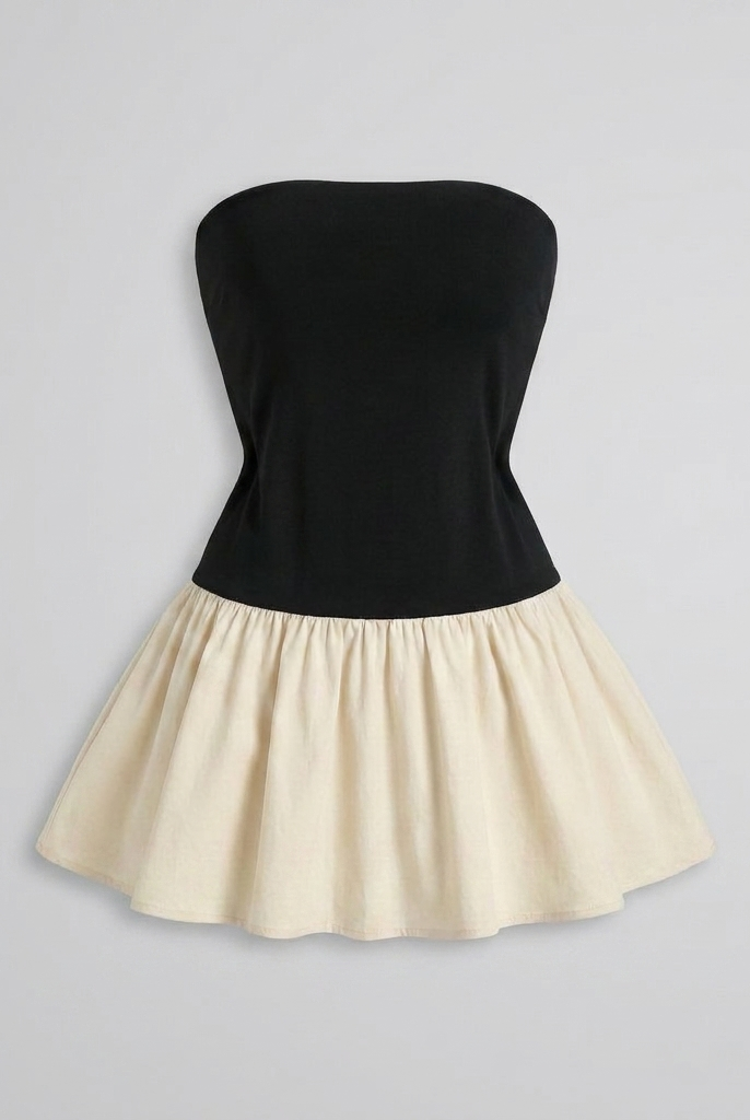 Pavé Backless Dress black and cream product flat-lay — flat-lay