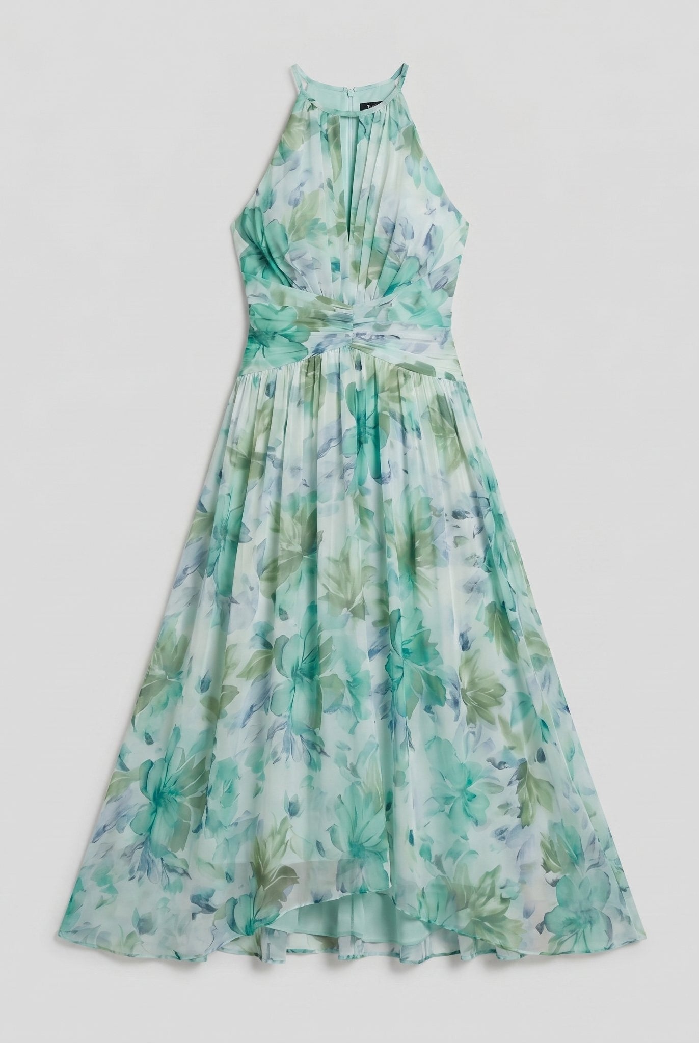 Poppy green floral midi dress flat lay detail