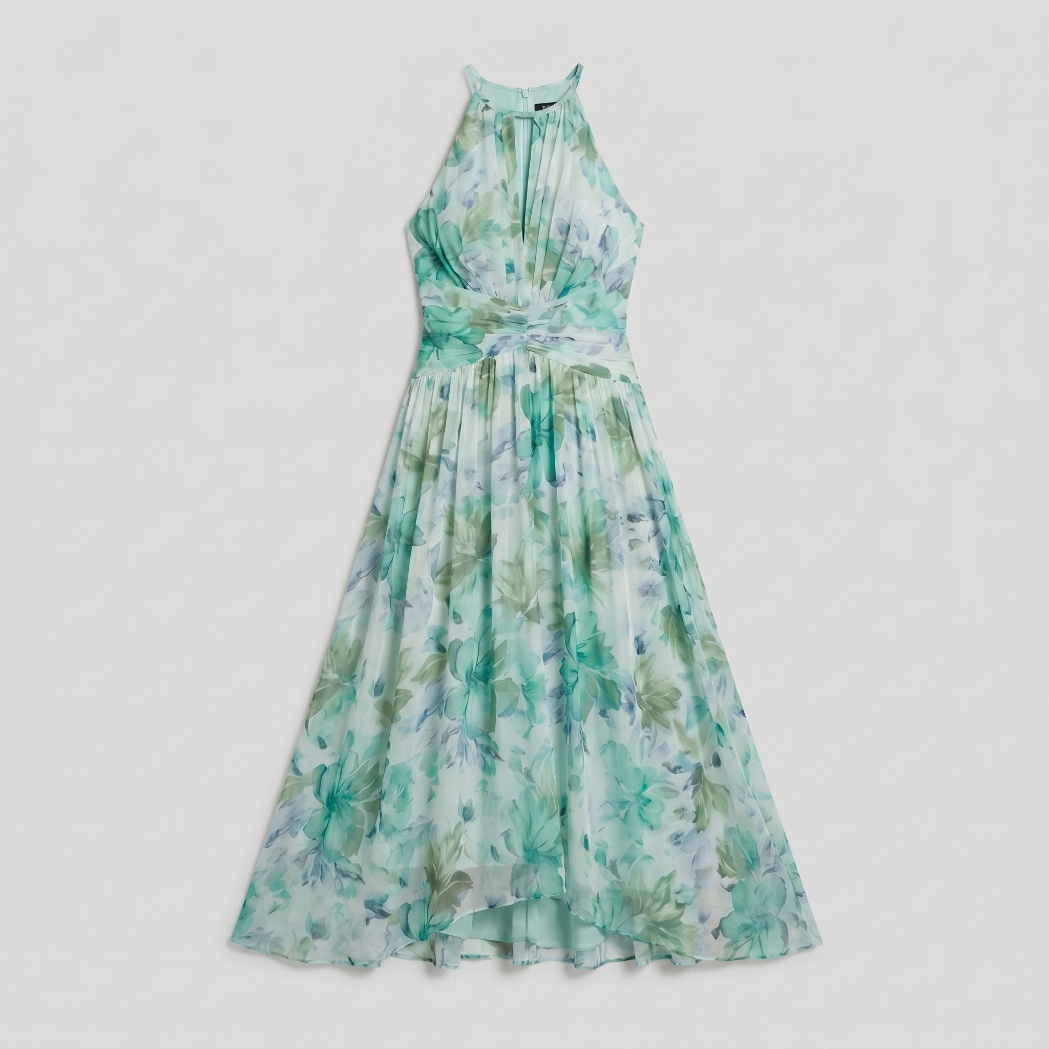 Poppy green floral midi dress flat lay detail