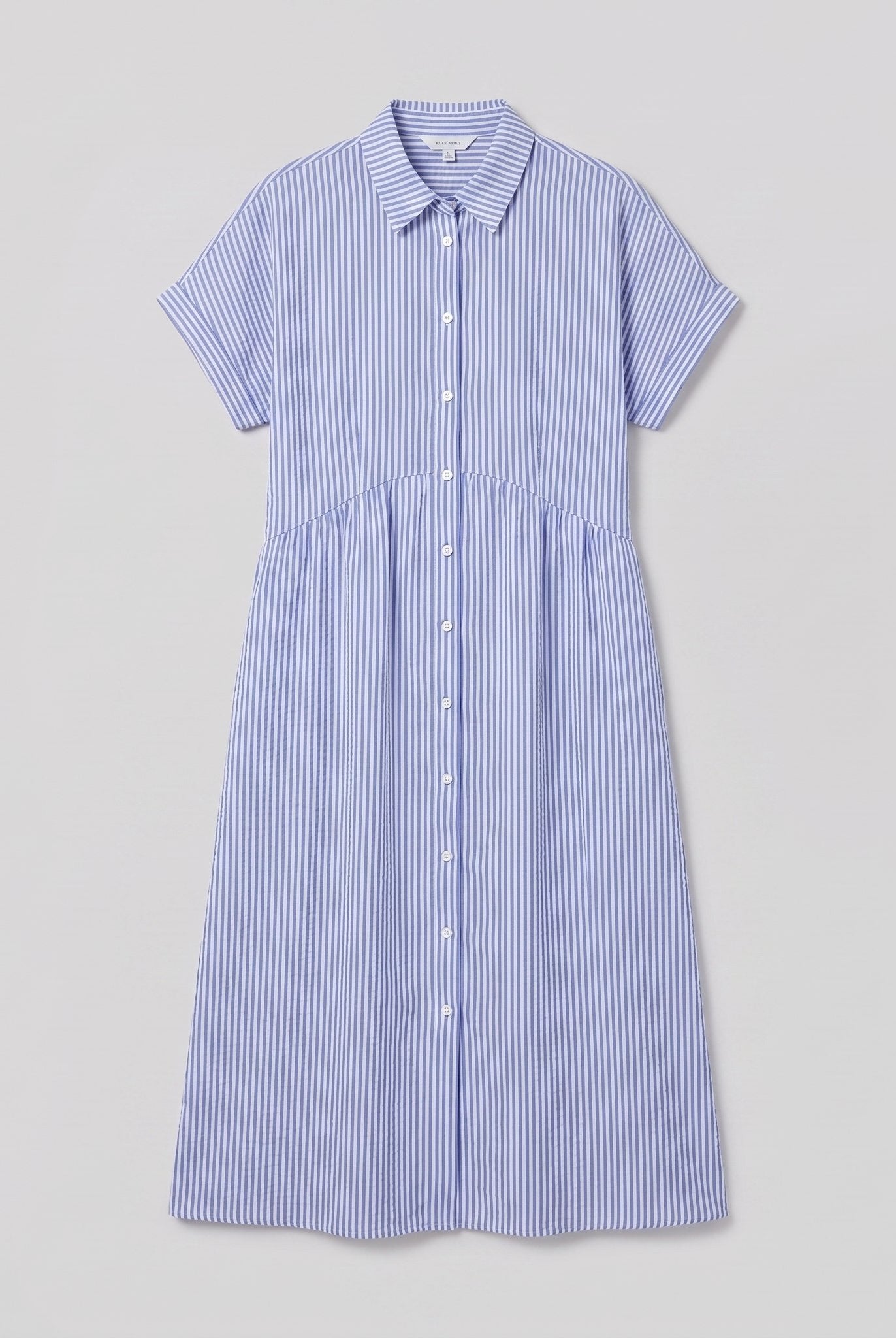 Sierra striped seersucker shirt dress flat lay detail