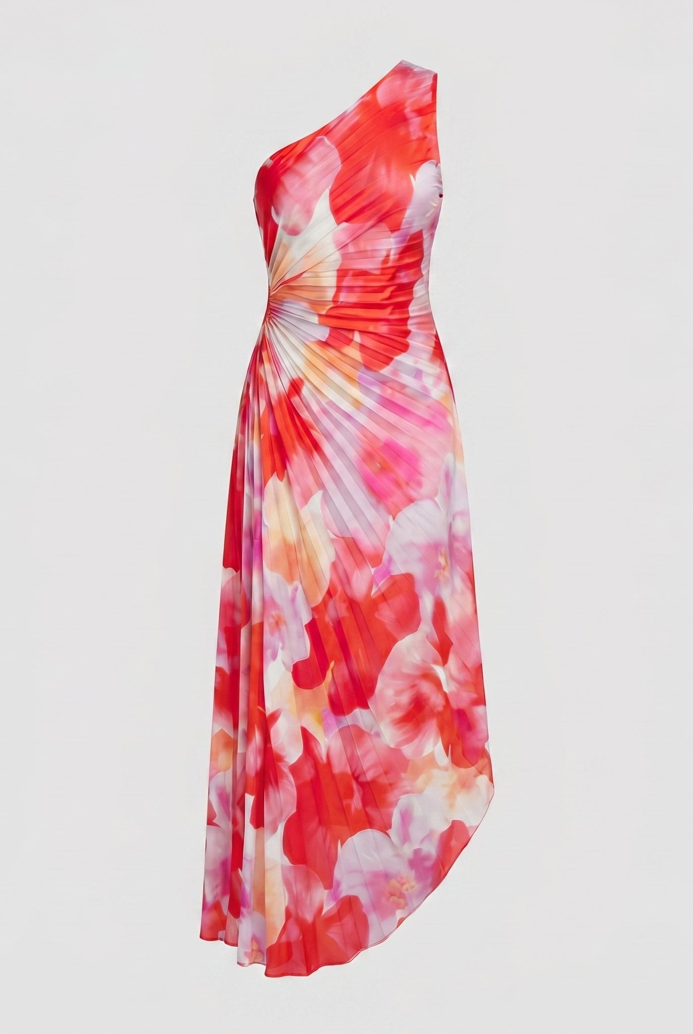 Floral one-shoulder pleated midi dress product detail - Taya Midi Dress