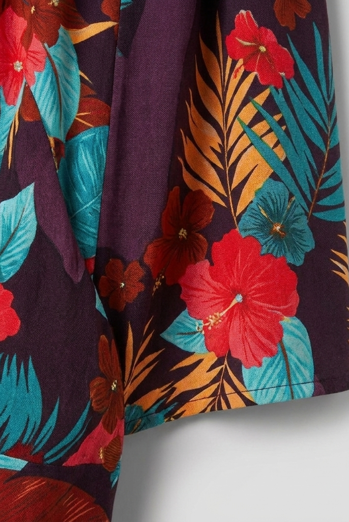 Vera Maxi Dress in FireBrick floral print - close-up of fabric texture and floral print