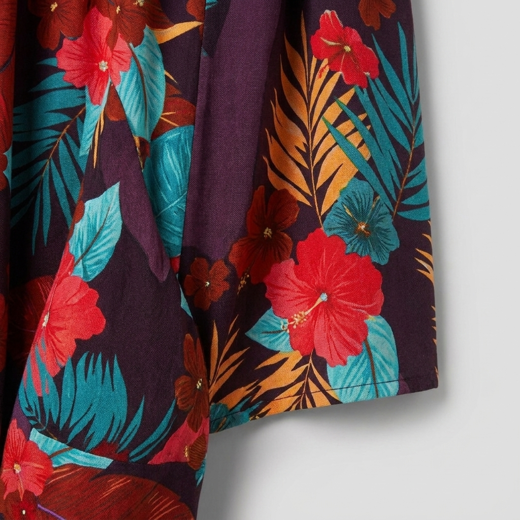 Vera Maxi Dress in FireBrick floral print - close-up of fabric texture and floral print