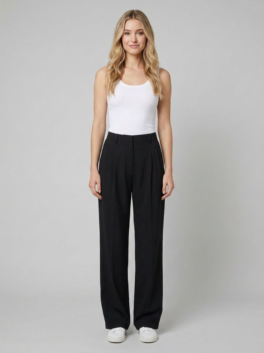 Wide-leg work trousers with a high waist, view 1