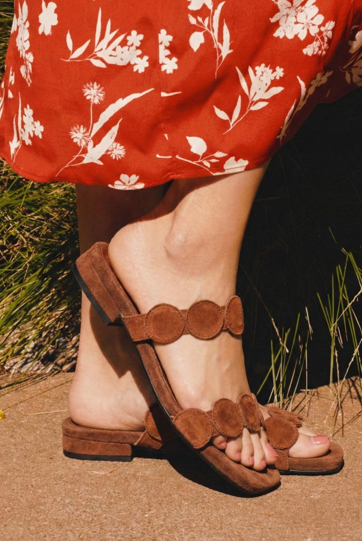 Croc-embossed mule with a suede-touch finish, view 6