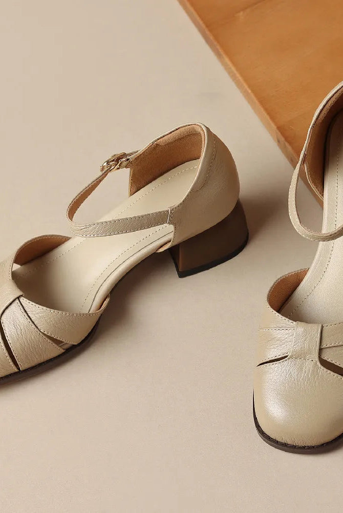 Leather-blend ankle strap heel with braided band, view 10