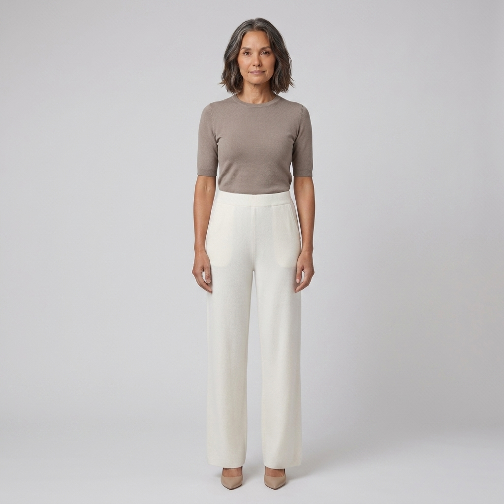 High-waisted brushed soft trousers, view 9