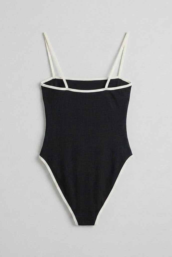 Full coverage swimming costume with contrast trim, view 8