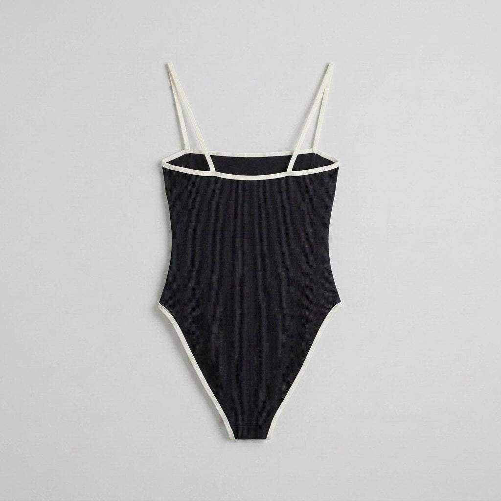 Full coverage swimming costume with contrast trim, view 8