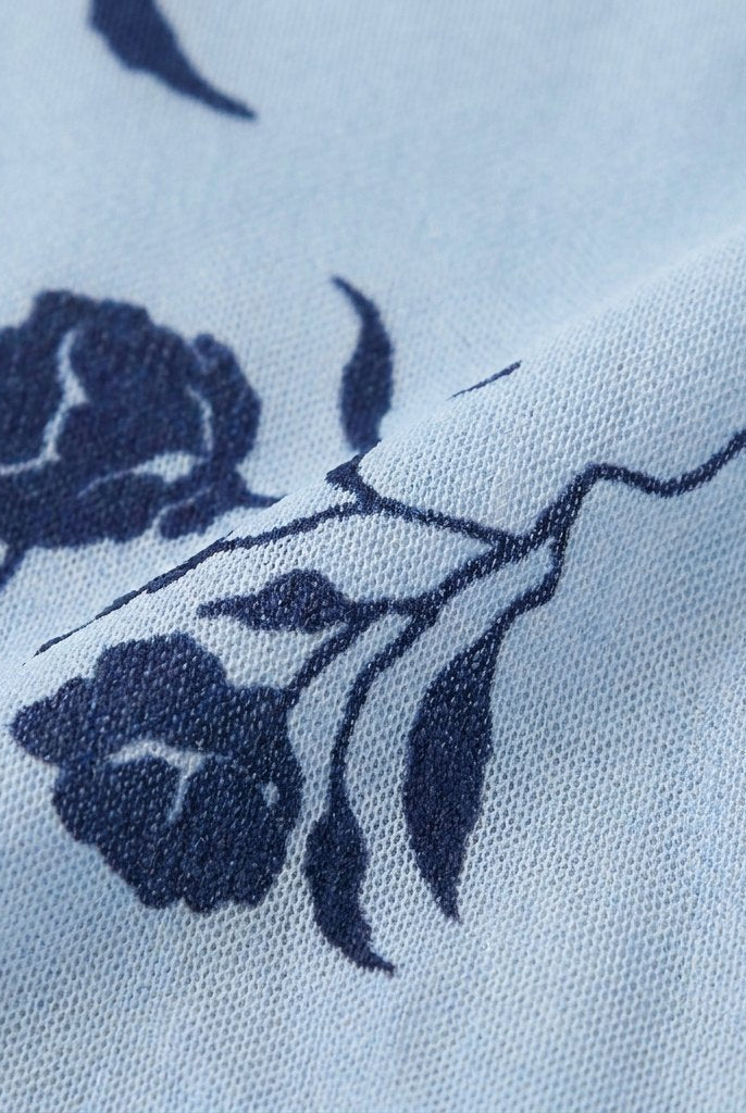 Blue floral wrap midi skirt, view 6