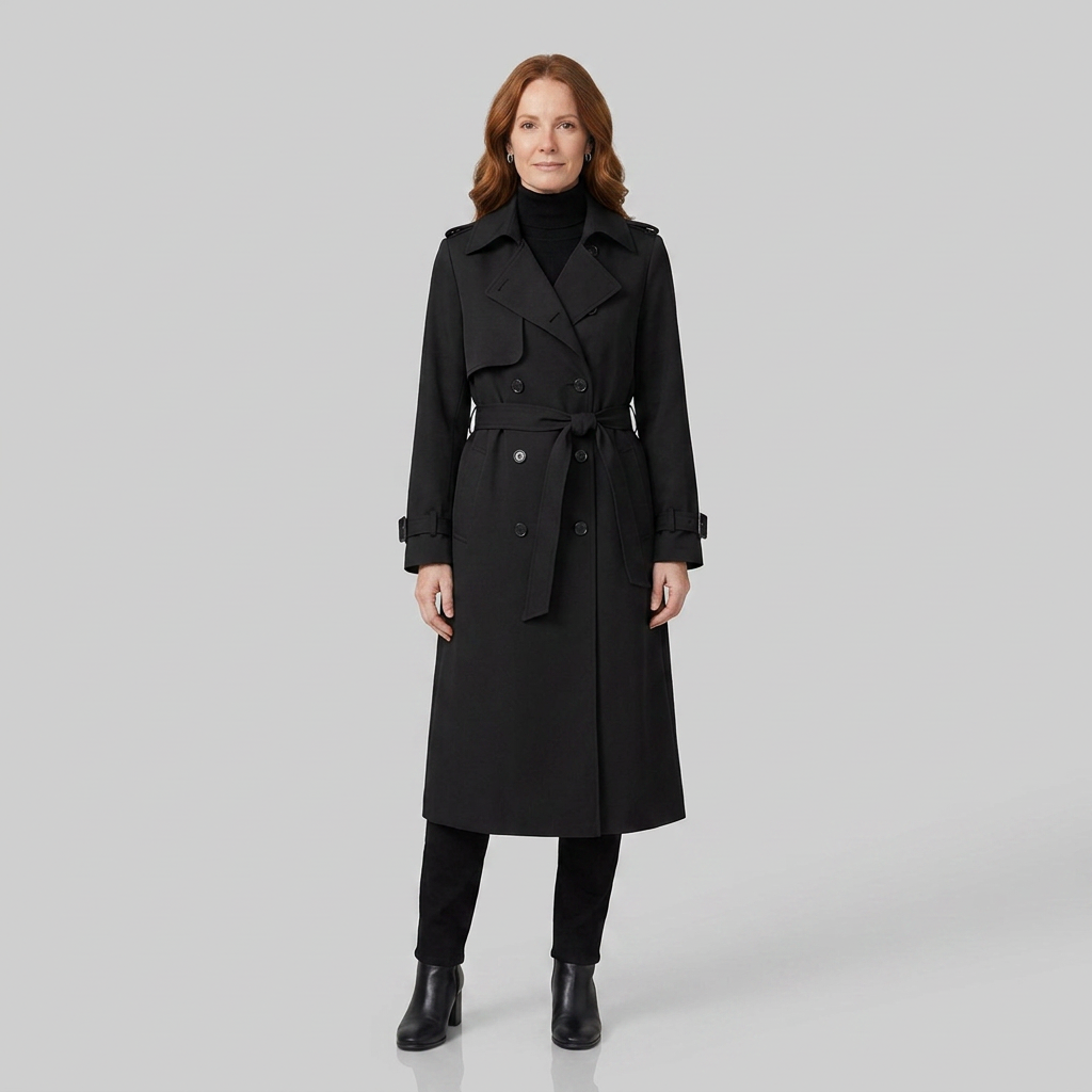 Belted maxi trench coat for women, view 10