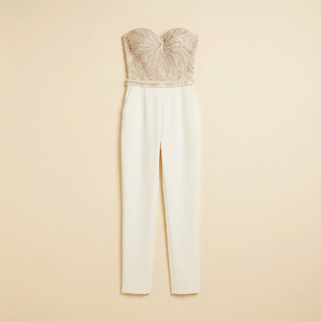 White corset jumpsuit, view 5