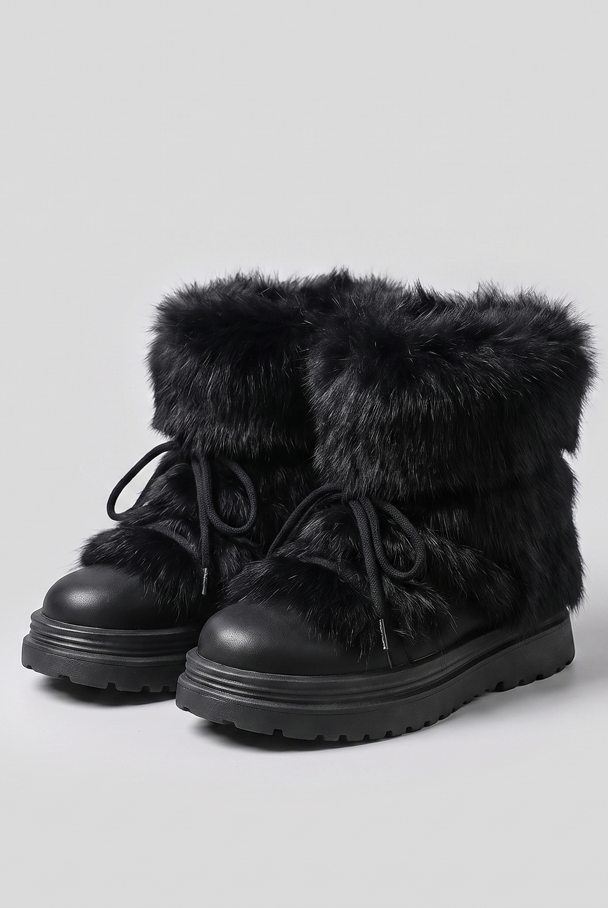 Insulated lace-up winter boots with a faux fur cuff and non-slip sole, view 5