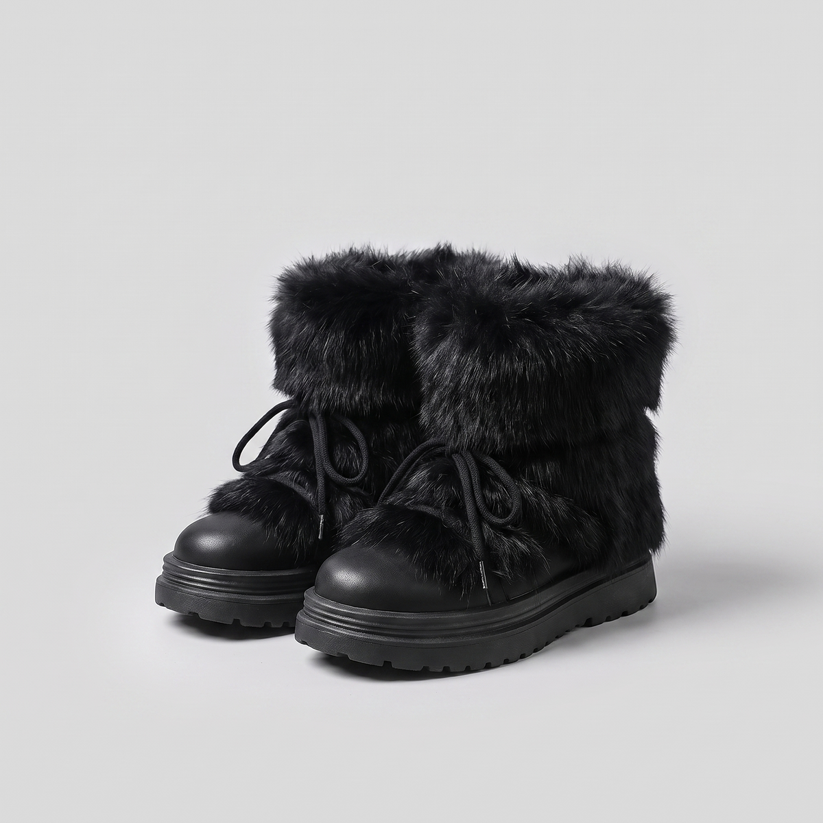 Insulated lace-up winter boots with a faux fur cuff and non-slip sole, view 5
