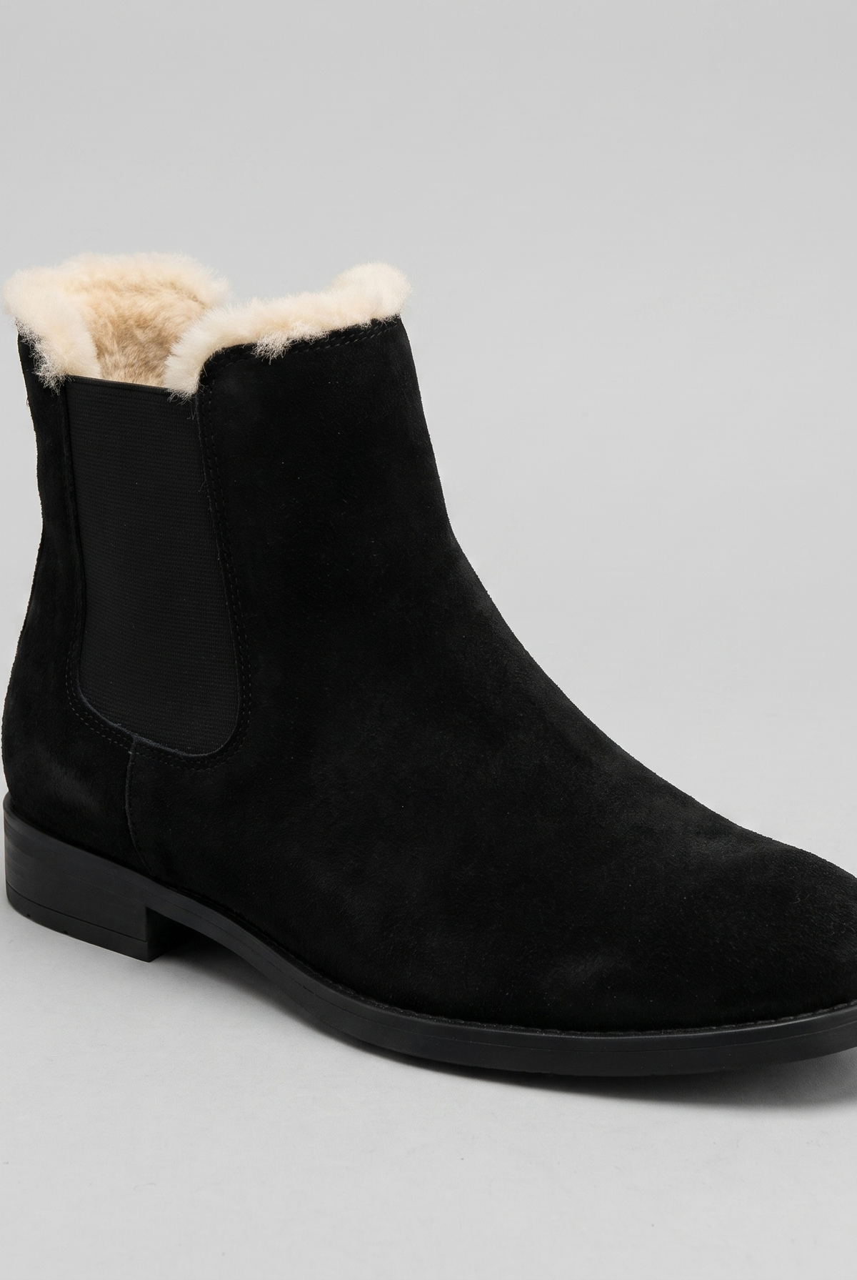Ankle boots with a round toe and low heel in a suede-touch finish, view 4