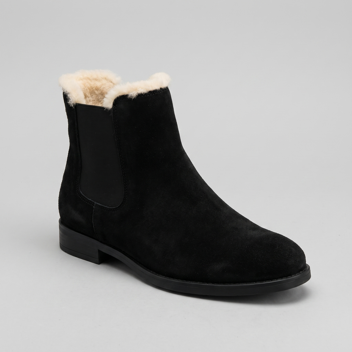 Ankle boots with a round toe and low heel in a suede-touch finish, view 4