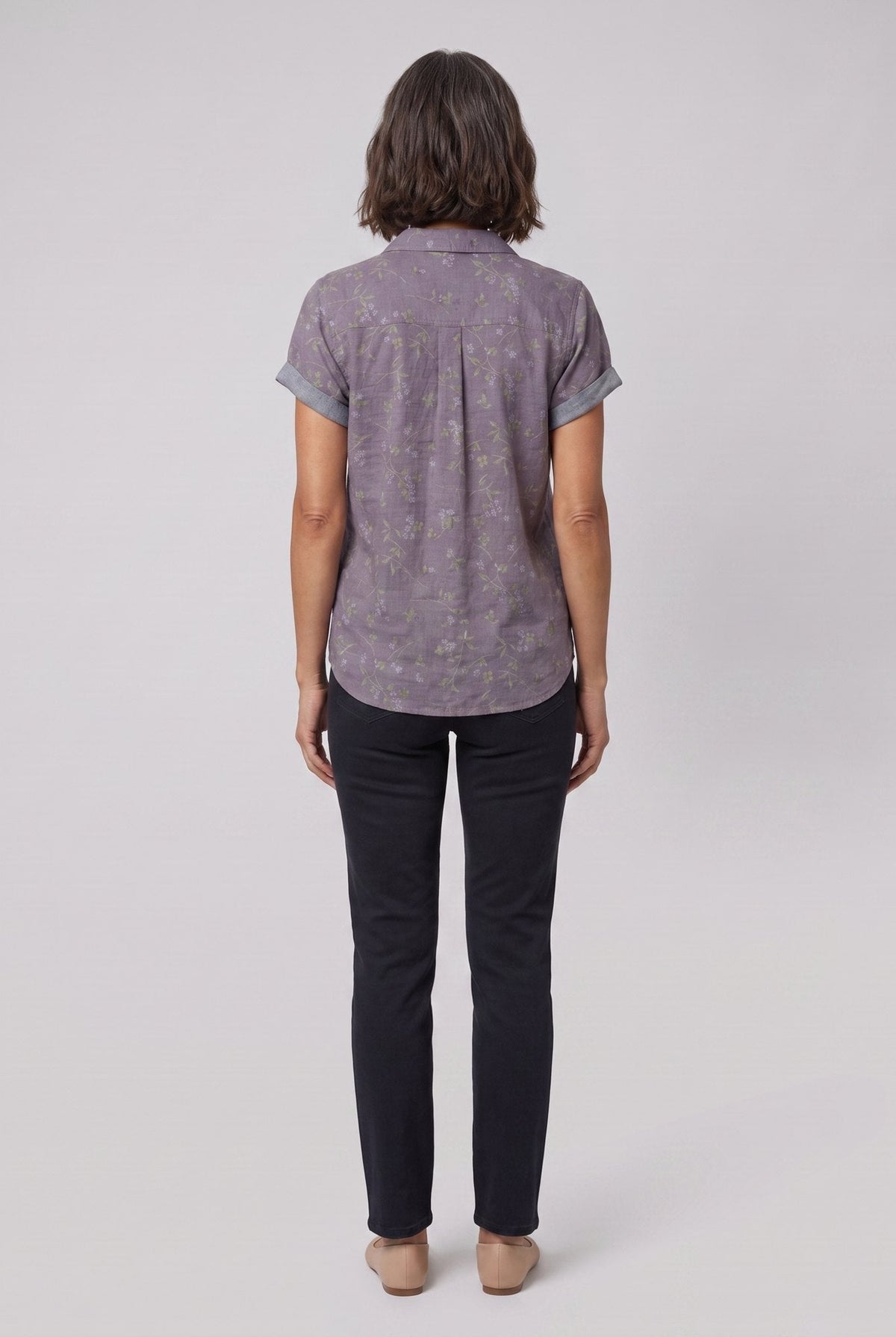Vintage style floral blouse in purple, view 3