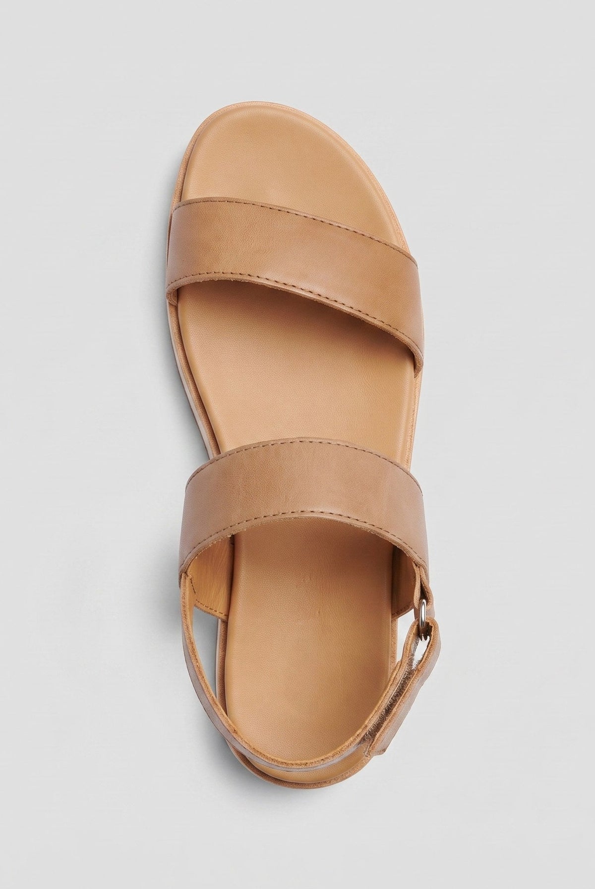 Almond-tone flatform sandal with an easy buckle closure, view 3